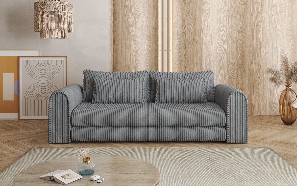Designer Sofa Lil Buddy 3-seater with sleeping function and storage in wide corduroy