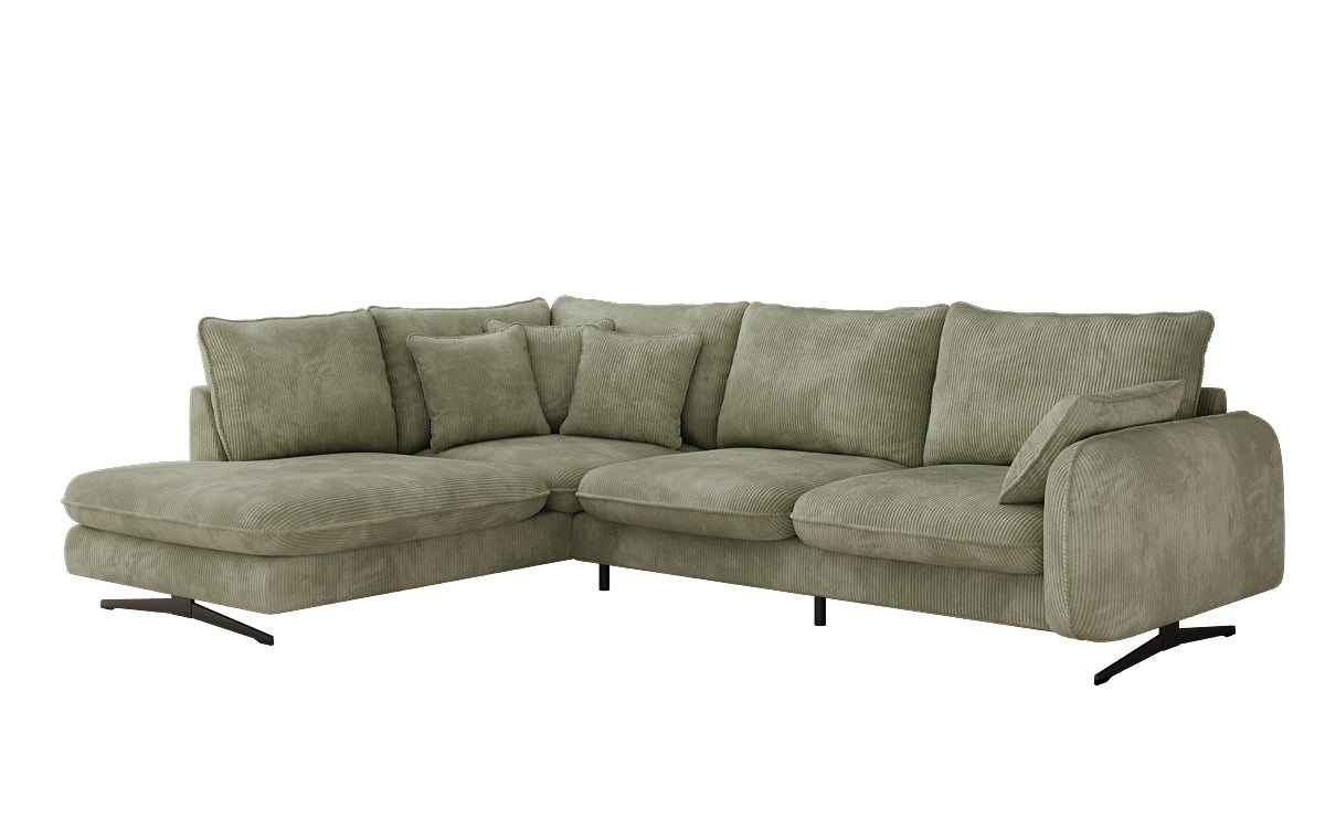 Designer Ecksofa Laguna mit Metallfüße in Cord