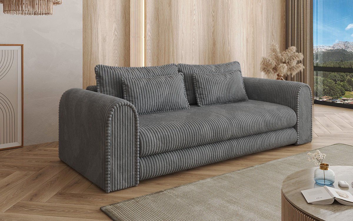 Designer Sofa Lil Buddy 3-seater with sleeping function and storage in wide corduroy