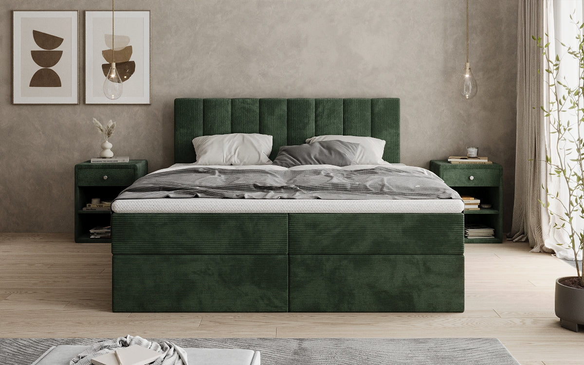 Sofia box spring bed in Corduroy with storage