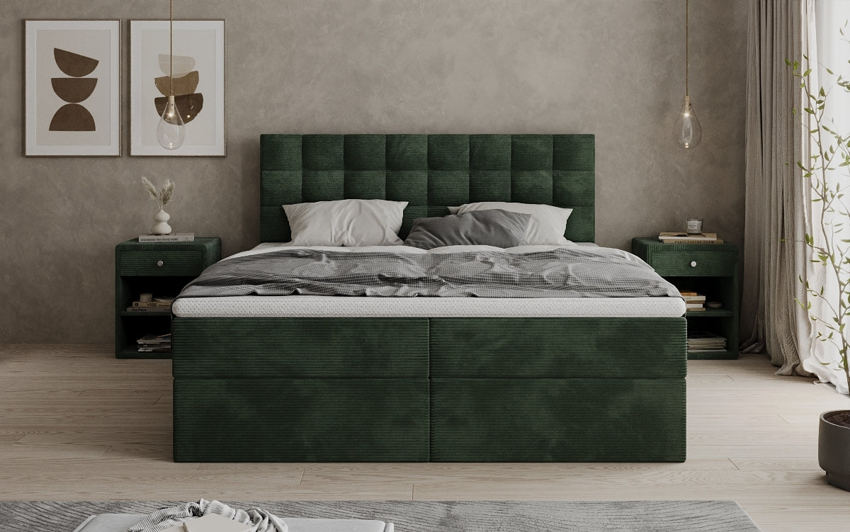Como box spring bed in corduroy with storage