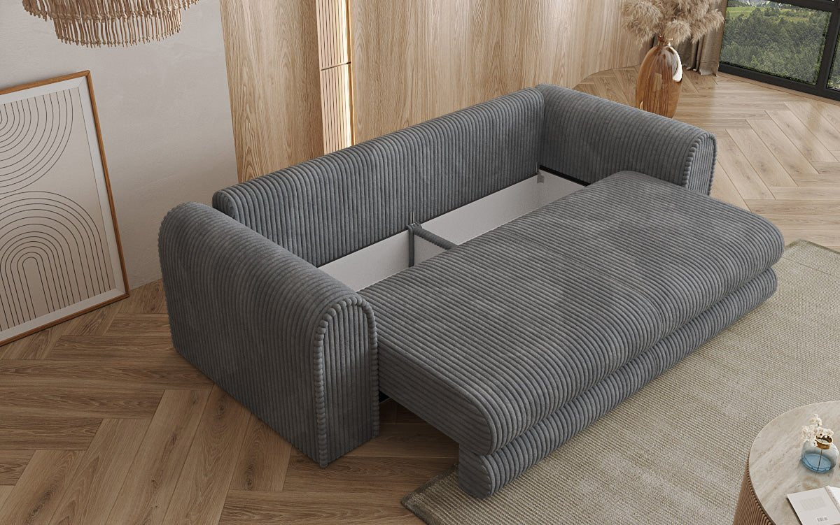 Designer Sofa Lil Buddy 3-seater with sleeping function and storage in wide corduroy
