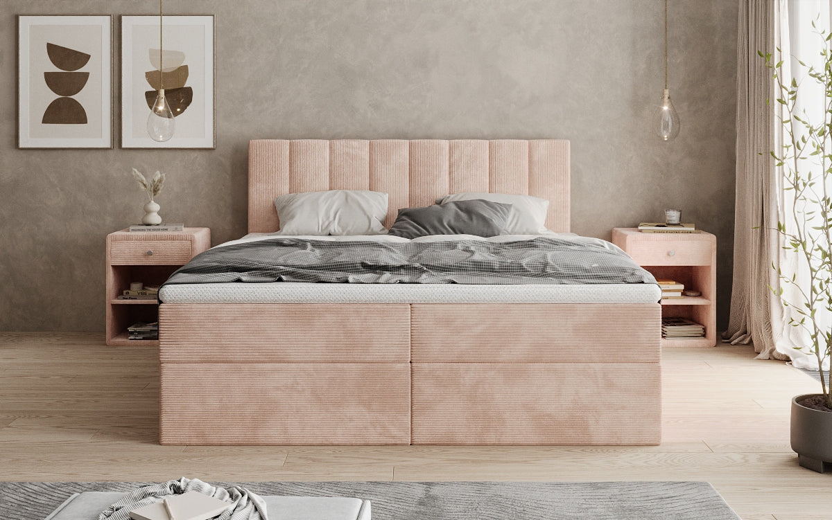 Sofia box spring bed in Corduroy with storage
