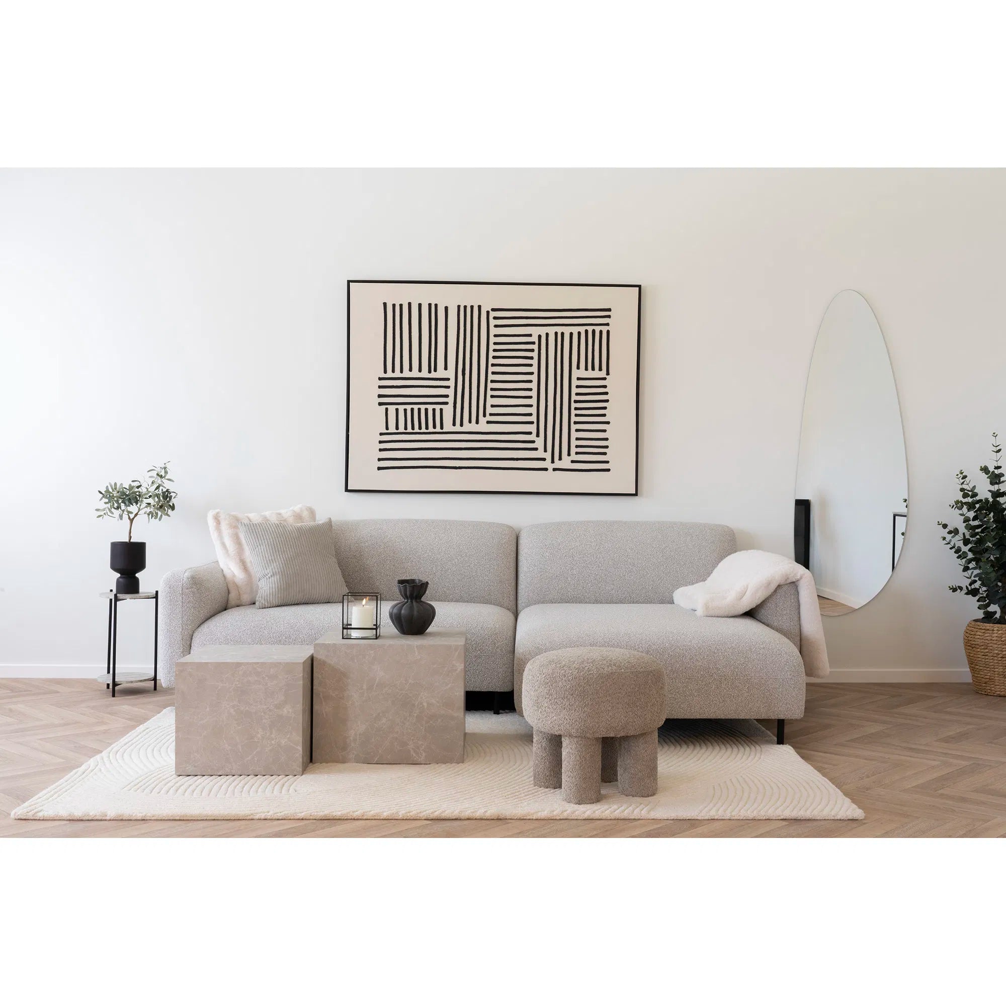 Tao Faux Fur Plush Throw Blanket Beige 130x180 cm