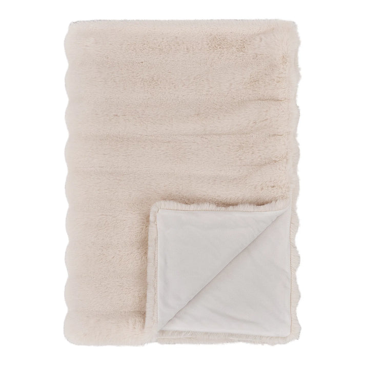 Tao Faux Fur Plush Throw Blanket Beige 130x180 cm