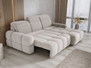 Designer corner sofa Arosa with electric sleeping function in bouclé