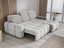 Designer corner sofa Arosa with electric sleeping function in bouclé