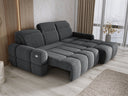 Designer corner sofa Arosa with electric sleeping function in bouclé