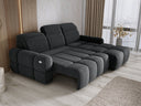 Designer corner sofa Arosa with electric sleeping function in bouclé