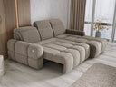 Designer corner sofa Arosa with electric sleeping function in bouclé