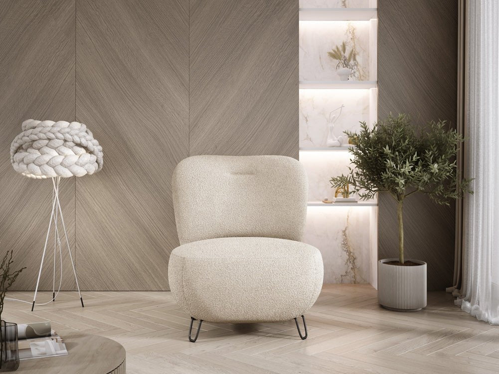 Designer armchair Tokyo in bouclé