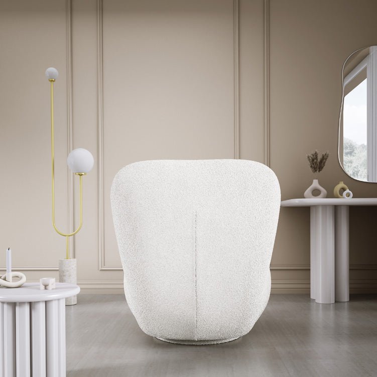 Designer armchair Kyoto 360° swivel function in bouclé