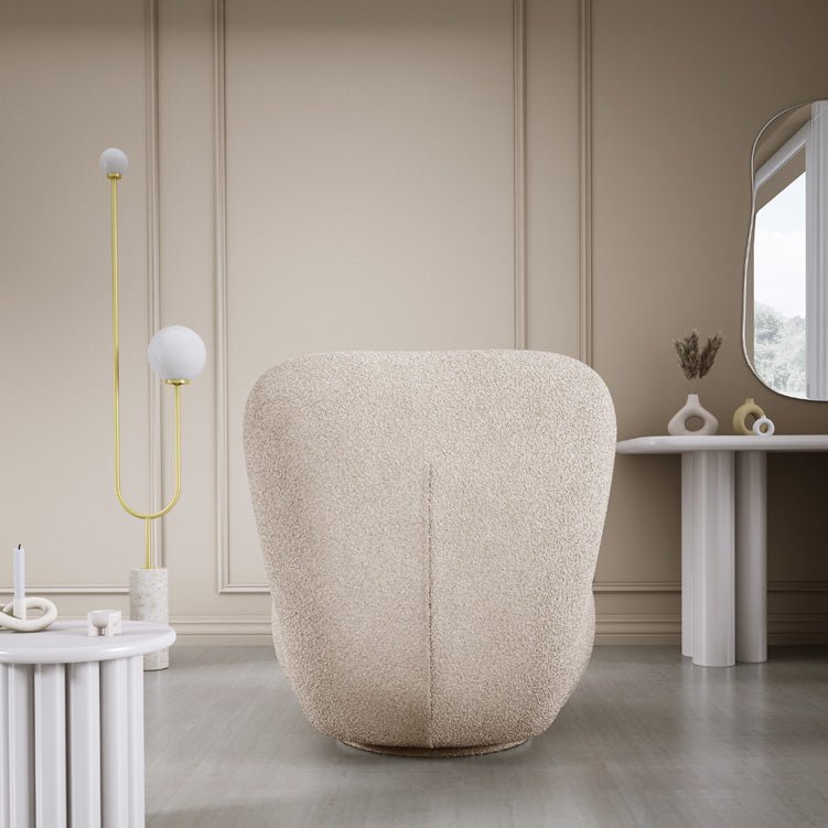Designer armchair Kyoto 360° swivel function in bouclé