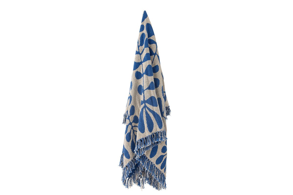 Amal Throw Blanket - Blue, made from recycled cotton