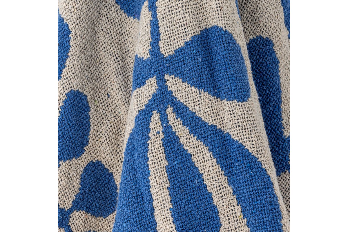 Amal Throw Blanket - Blue, made from recycled cotton