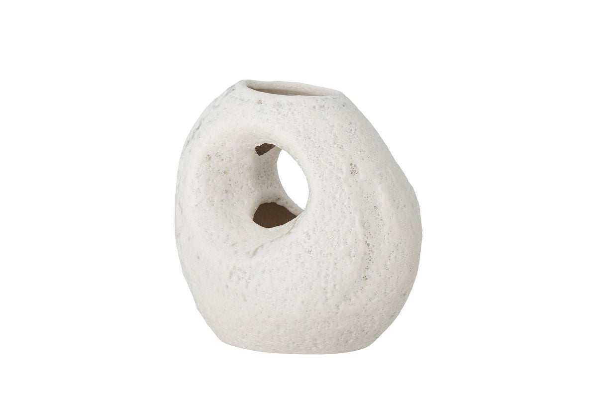 Vase Zola - White, made of stoneware, round