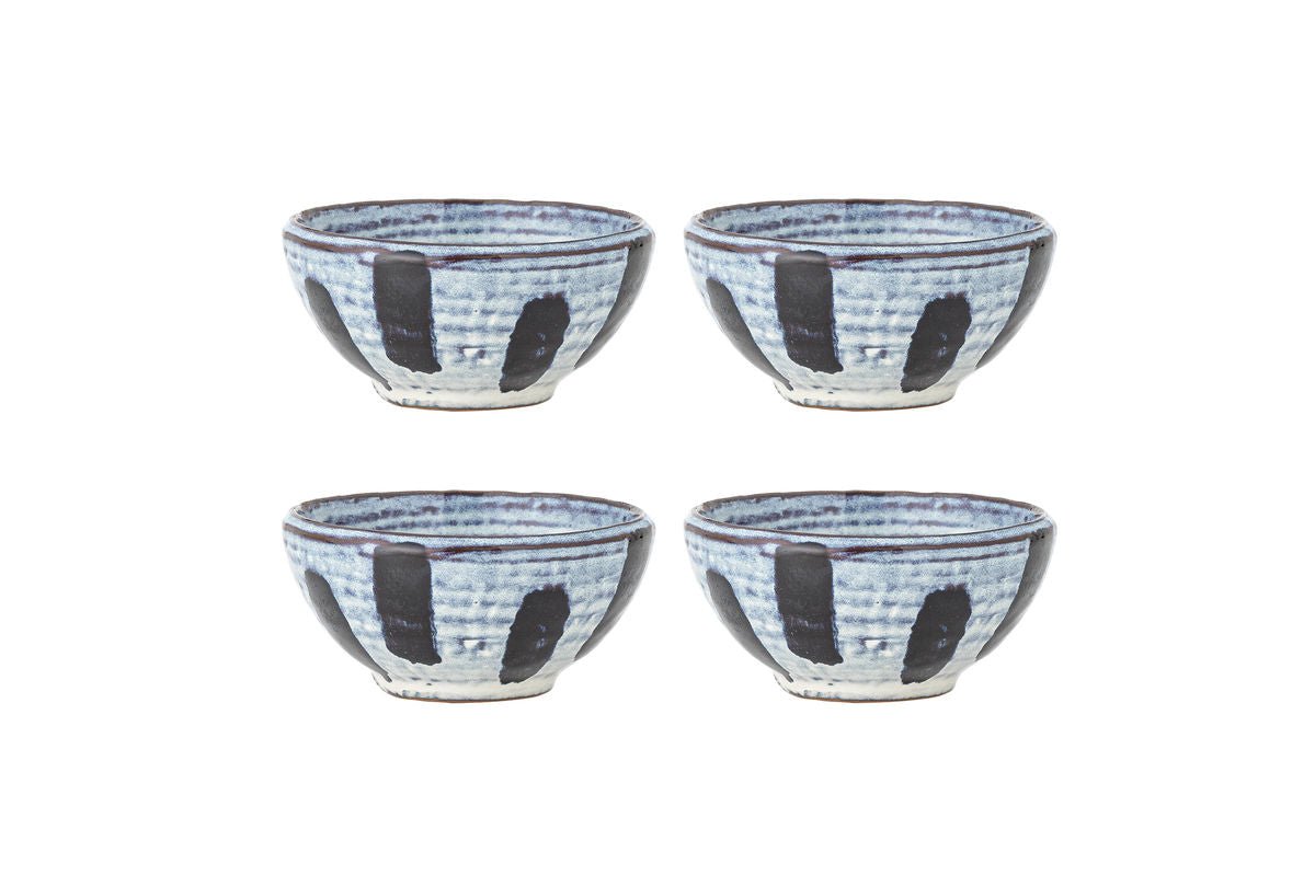 Bowl Set "Kairox" – Blue-Black Stoneware (4-piece)