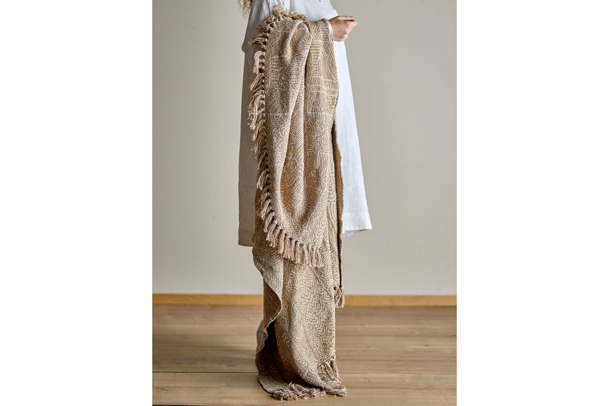 Überwurfdecke Hena - Braun, aus recycelter Baumwolle