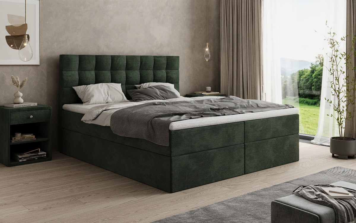 Como box spring bed in corduroy with storage