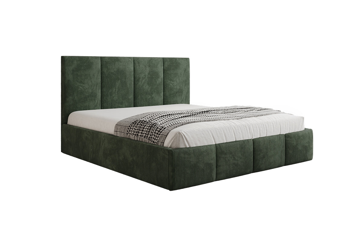 Designer upholstered bed Mina in Corduroy with storage space