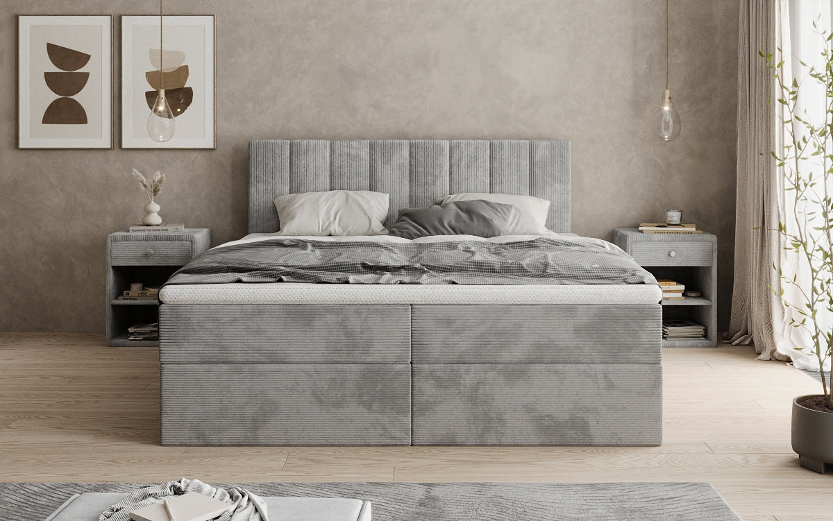 Sofia box spring bed in Corduroy with storage