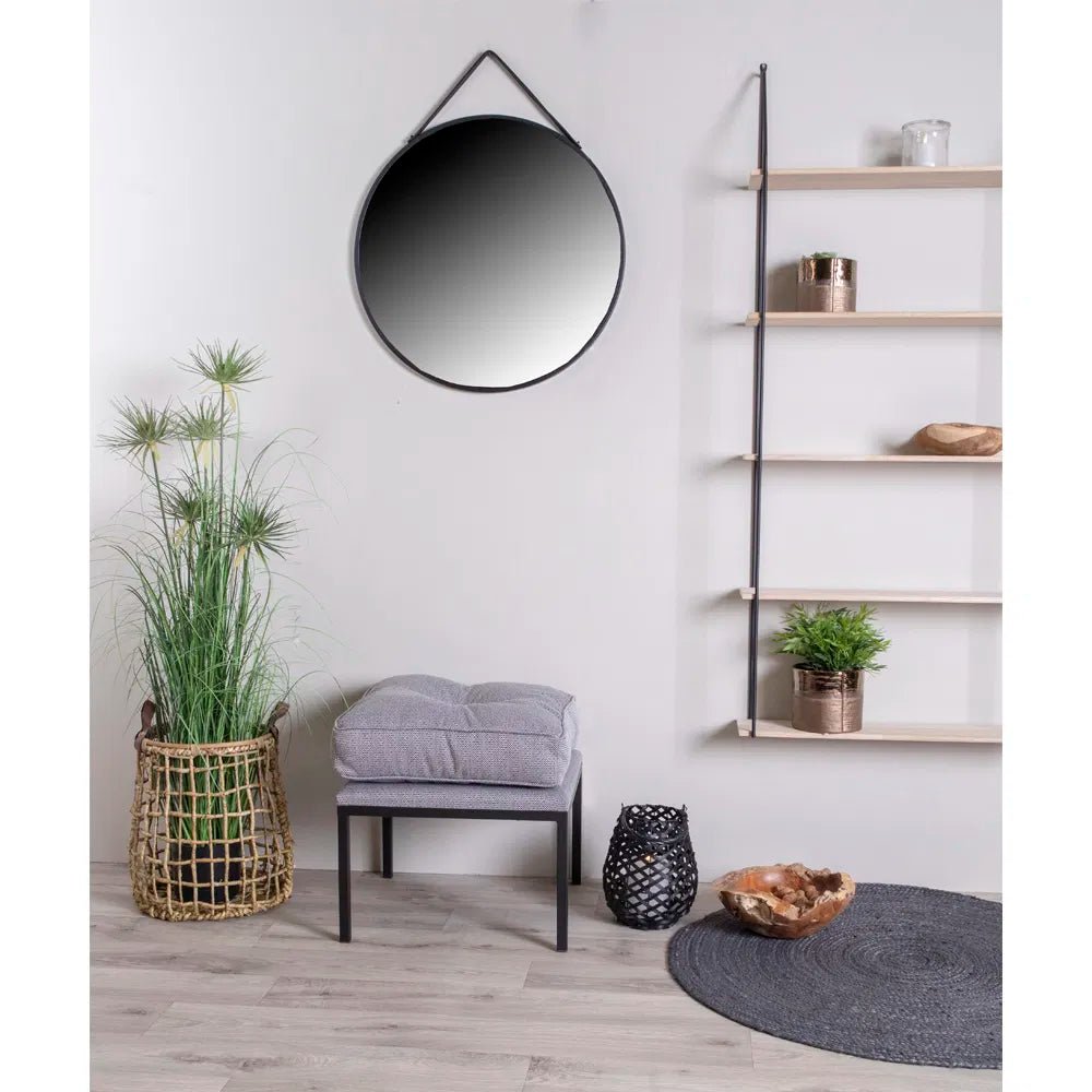 Spiegel Toreno – Round Hanging Mirror with Black Frame (Ø60 cm)