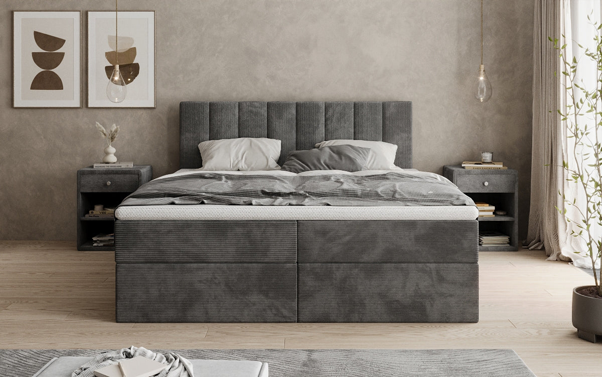 Sofia box spring bed in Corduroy with storage