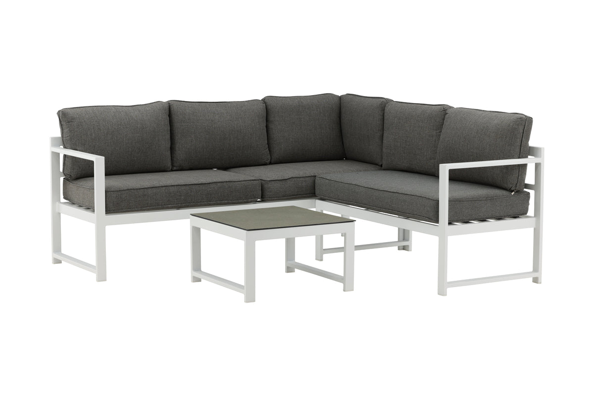 Garden Lounge Set Tamara – in Gray with Glass Top for Terrace & Balcony