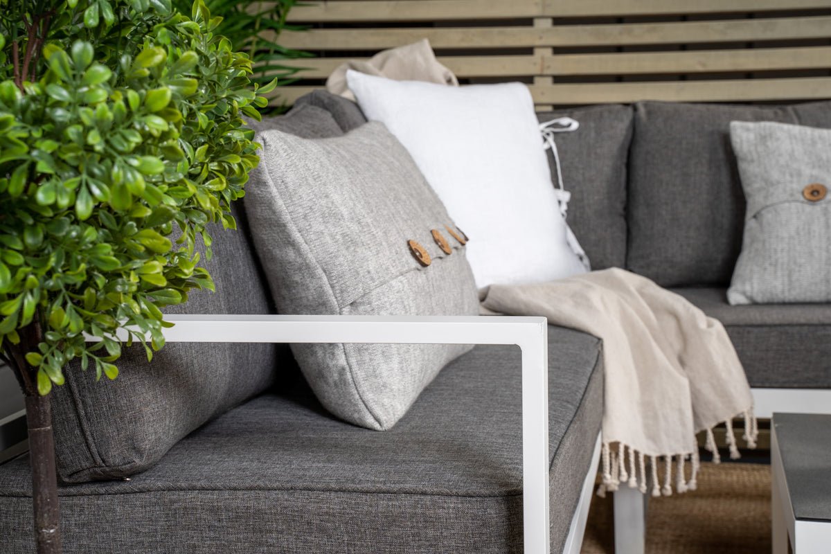 Garden Lounge Set Tamara – in Gray with Glass Top for Terrace & Balcony