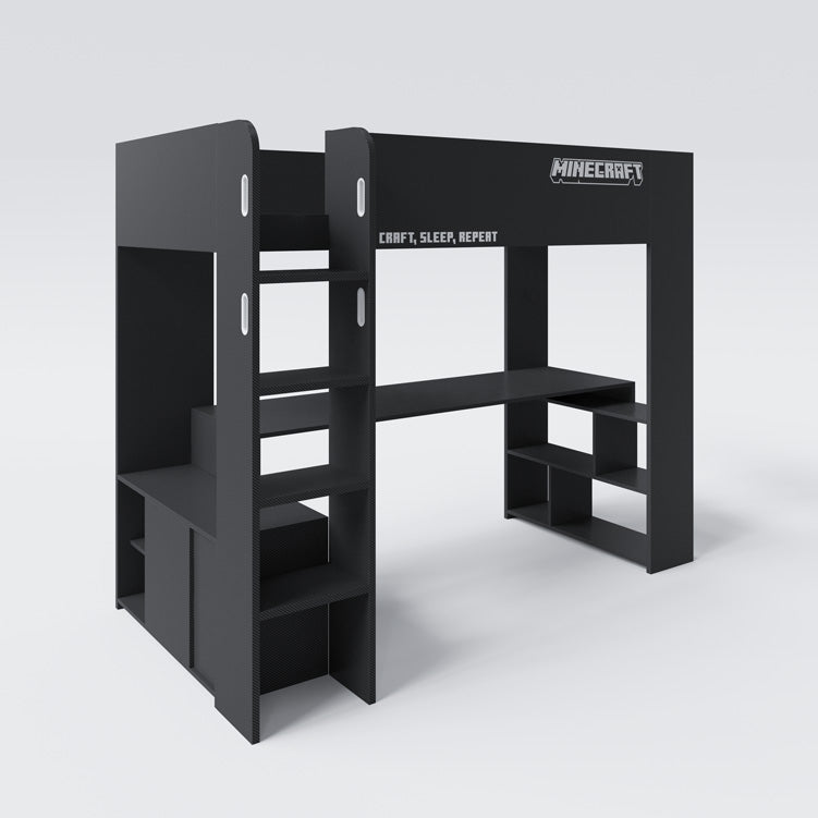 Minecraft Gaming Loft Bed "BaseCamp" with Desk & Shelf