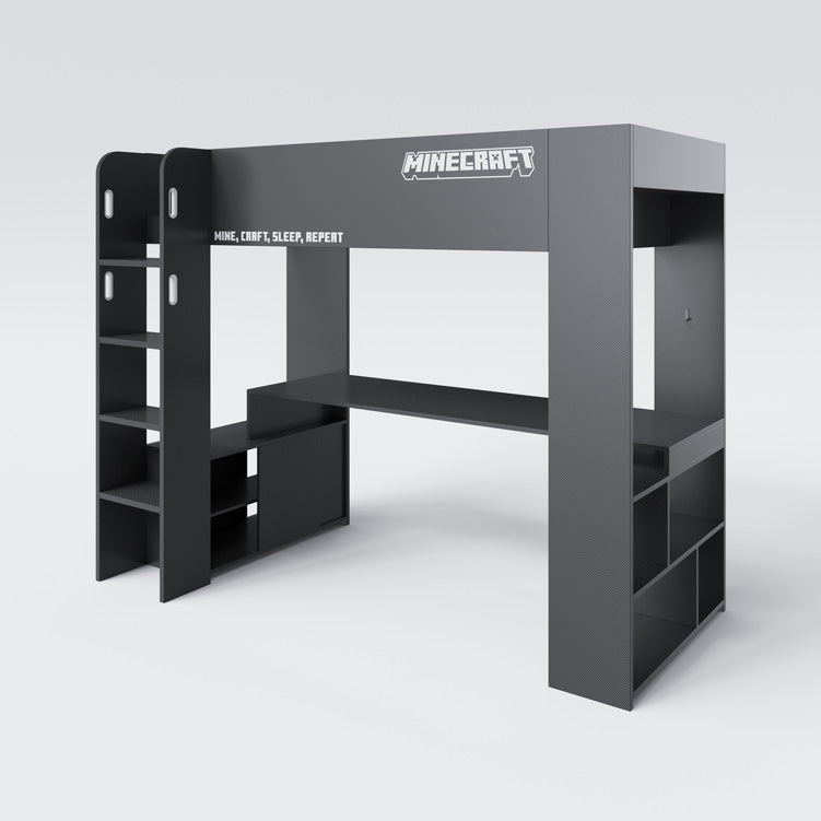 Minecraft Gaming Loft Bed "BaseCamp" with Desk & Shelf