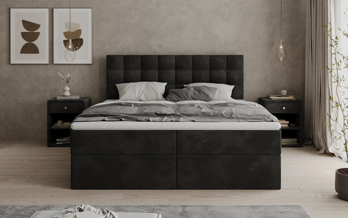 Como box spring bed in corduroy with storage
