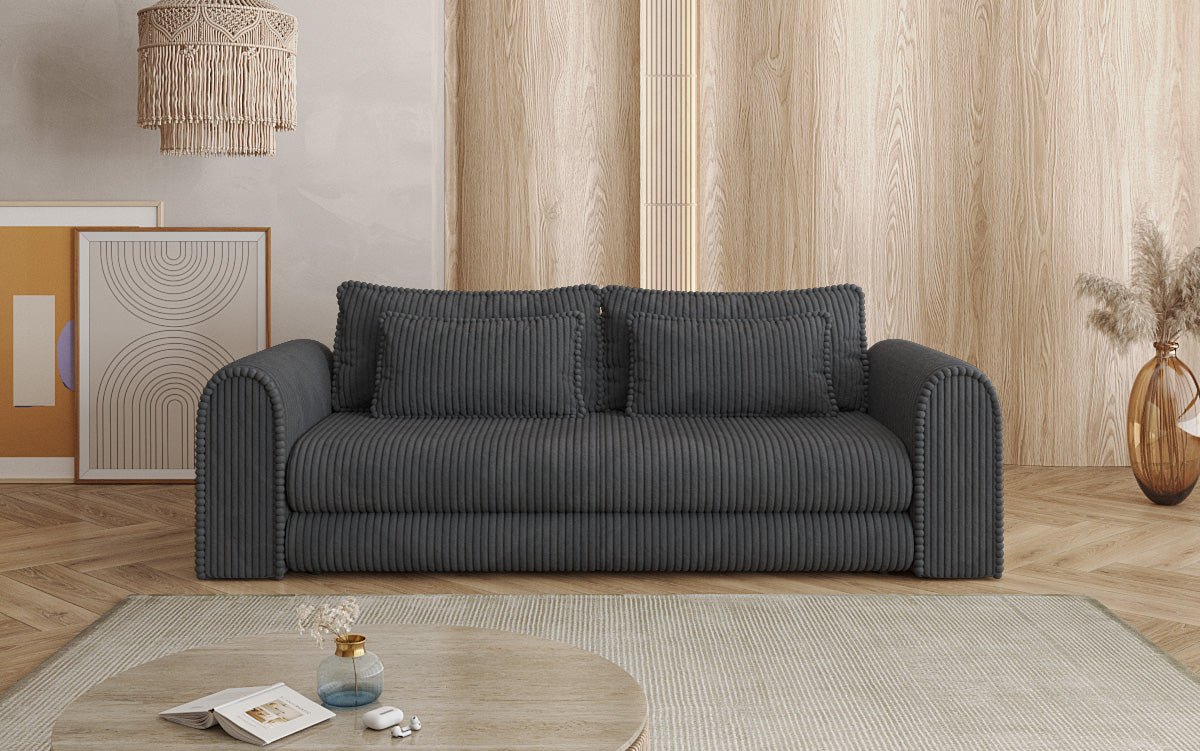 Designer Sofa Lil Buddy 3-seater with sleeping function and storage in wide corduroy