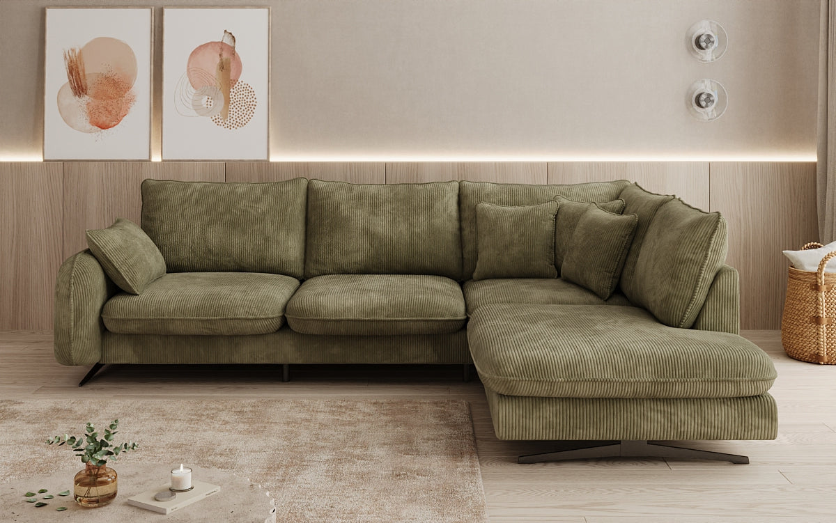Designer Ecksofa Laguna mit Metallfüße in Cord