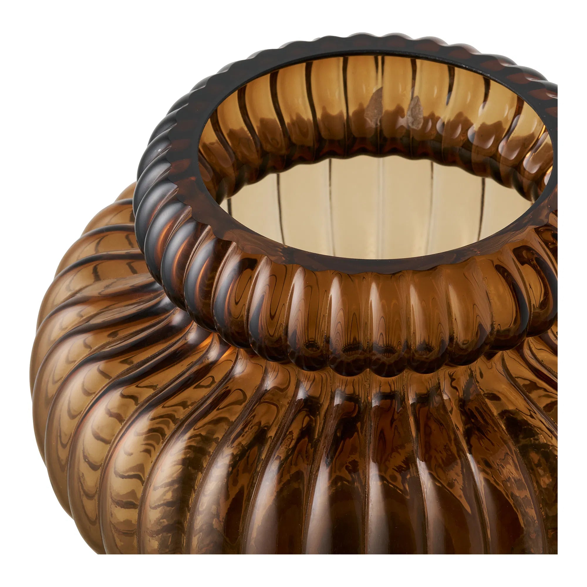 Vase "Clara" – Ribbed Glass in Smoked Brown