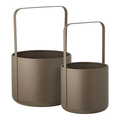 Flowerpot "Arvion" – Set of 2 made of brown steel