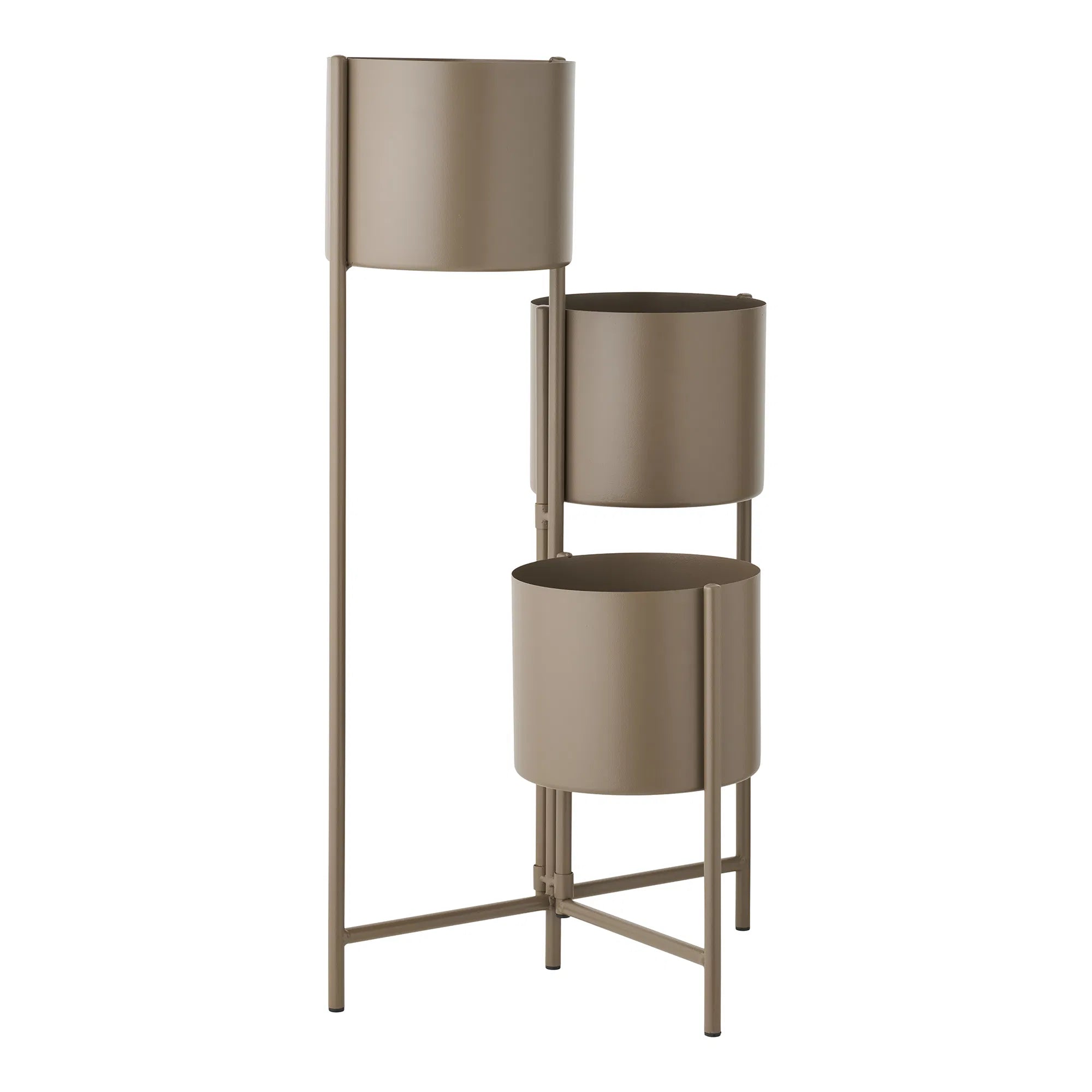 Flowerpot "Marven" – Brown painted steel with modern 3-piece design