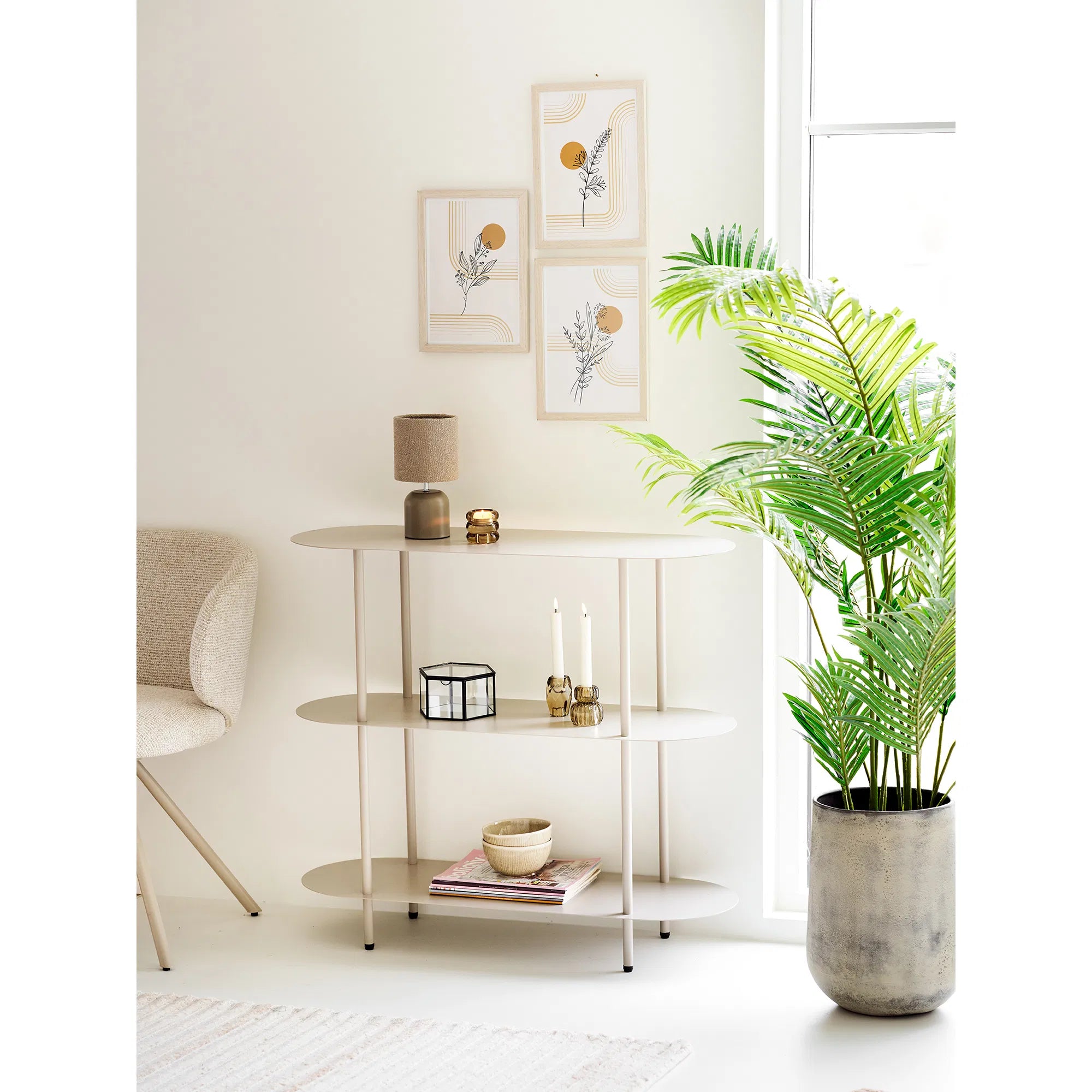 Vase Narvella - made of metal in antique beige finish (set of 2)