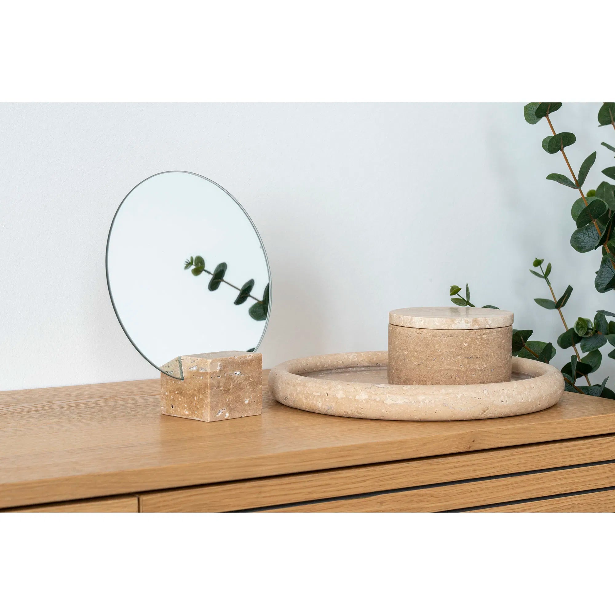 Tray "Teranova" – Travertine, Beige (Ø 25.5 cm)