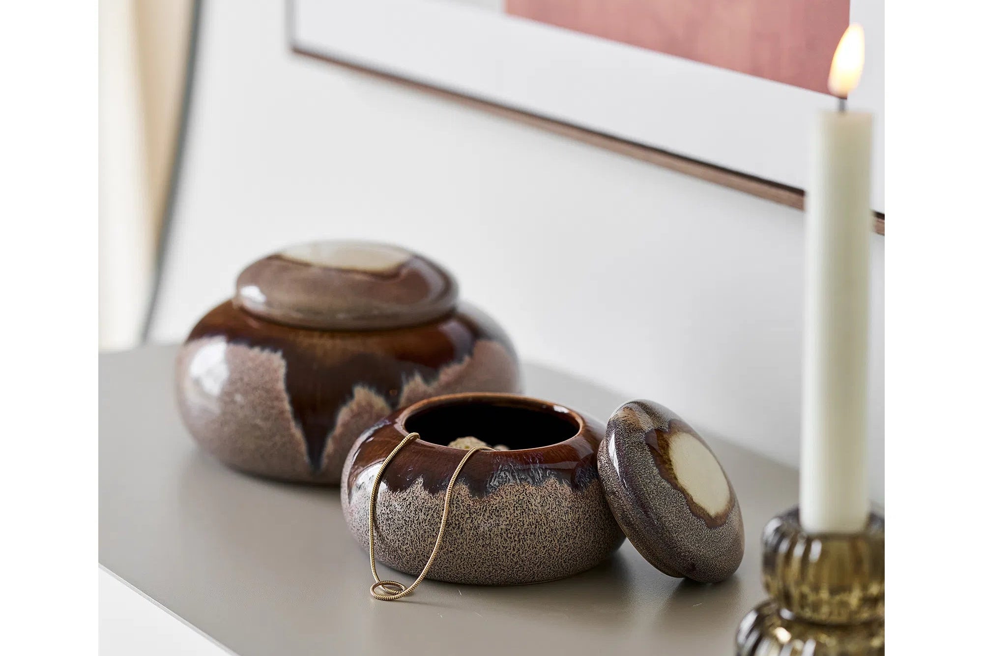 Storage Container Aelvona - made of ceramic with lid (set of 2)