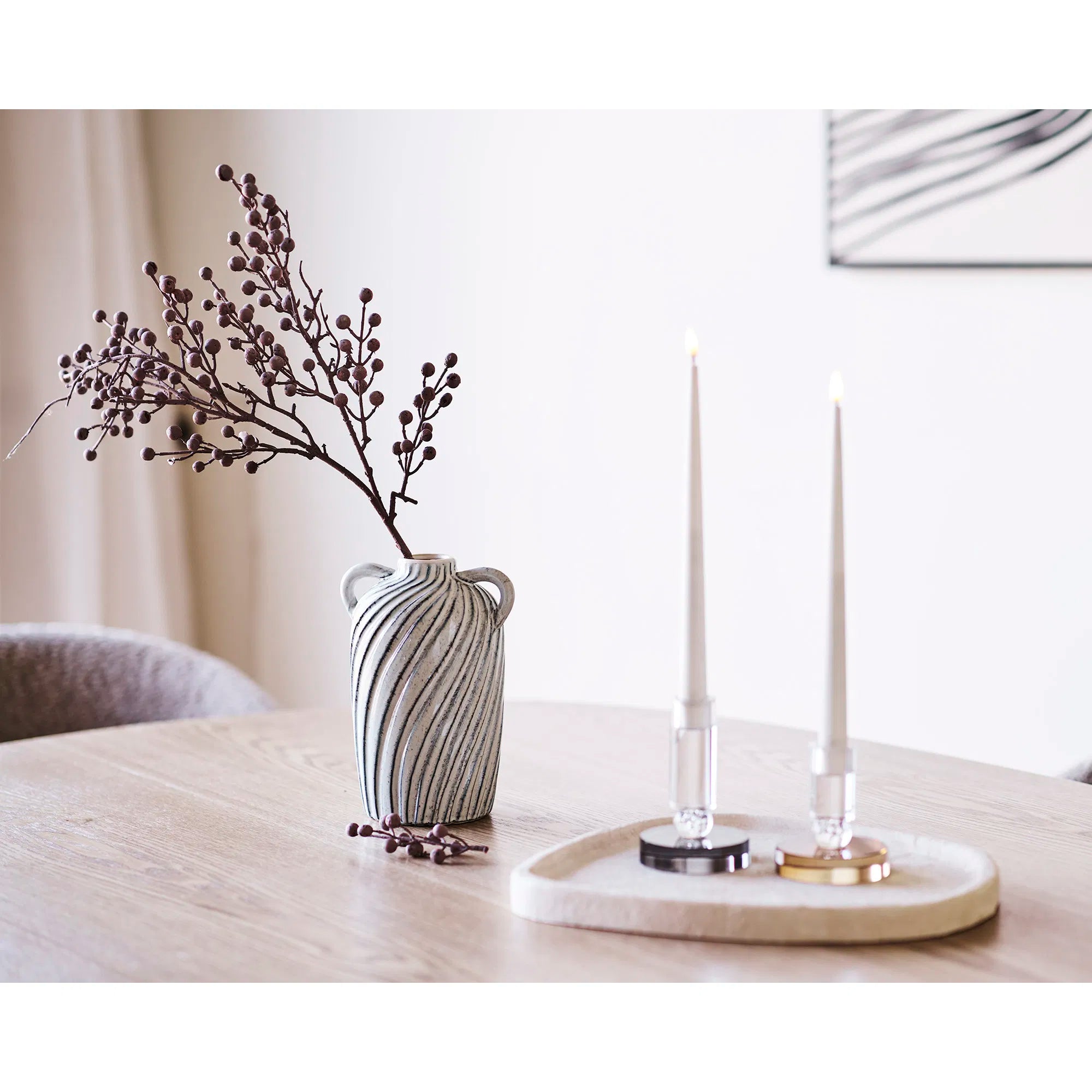 Cresto Candle Holder Set (2-pcs.) – Gray & Brown made of Glass