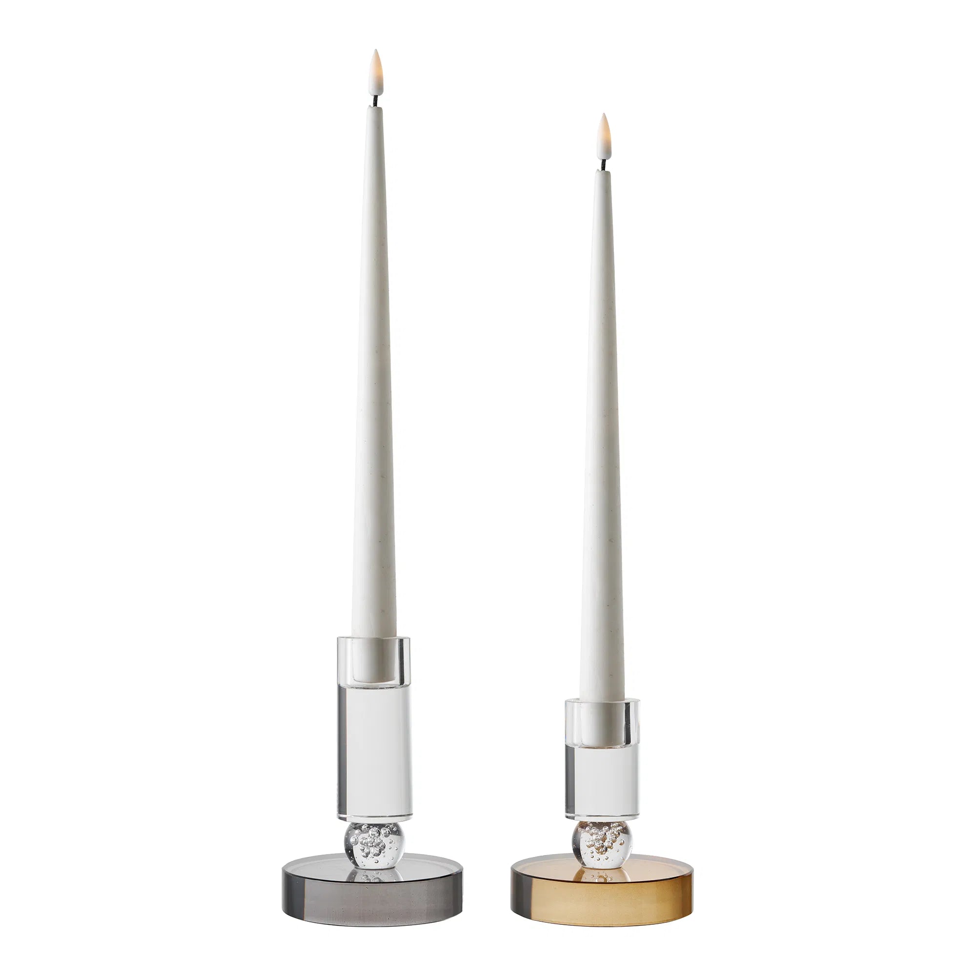 Cresto Candle Holder Set (2-pcs.) – Gray & Brown made of Glass