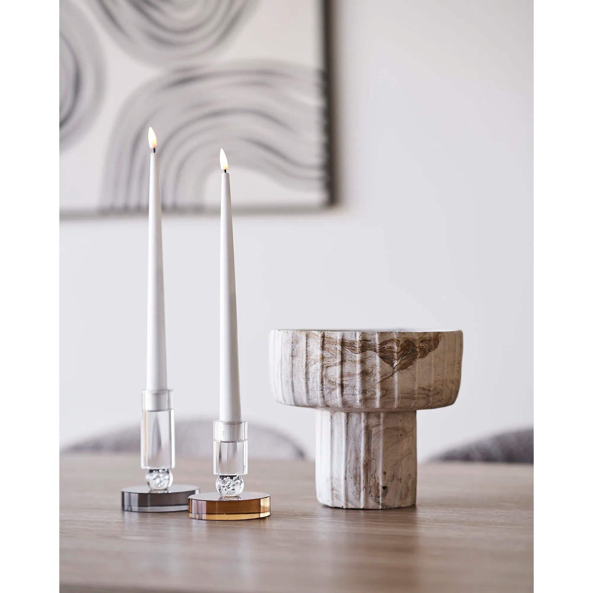 Cresto Candle Holder Set (2-pcs.) – Gray & Brown made of Glass