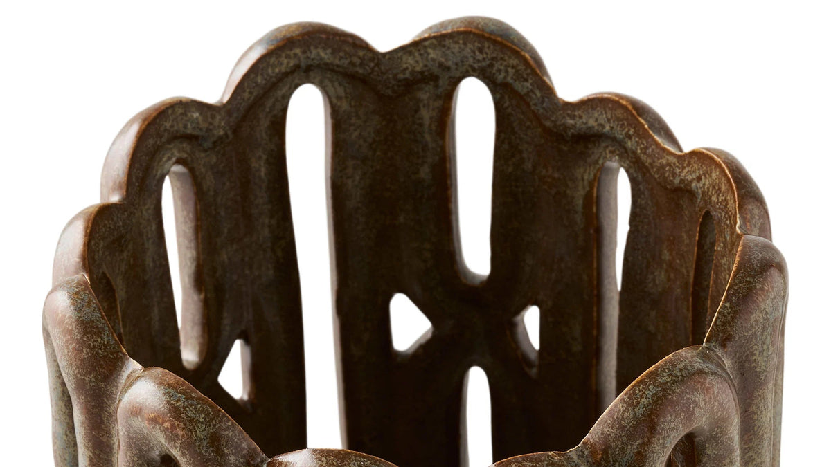 Set of 2 Kormi candle holders - made of brown ceramic