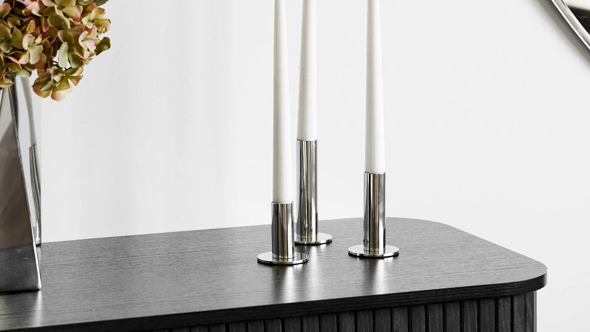 Set of 3 candle holders Steel - made of silver-colored steel