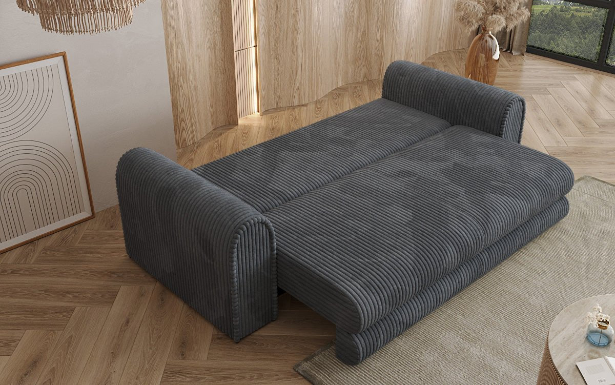 Designer Sofa Lil Buddy 3-seater with sleeping function and storage in wide corduroy