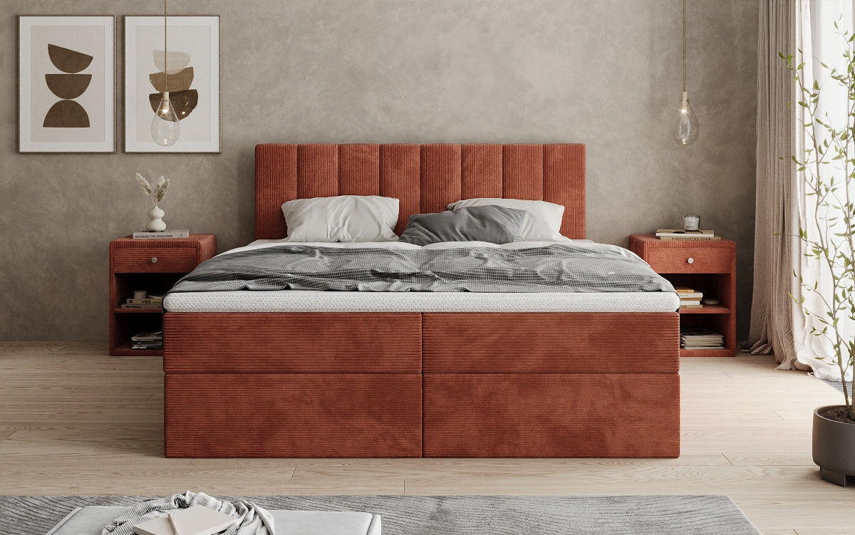 Sofia box spring bed in Corduroy with storage