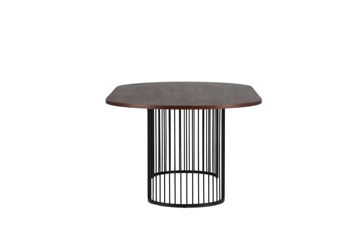 Manolo dining table - oval dining table with Black tabletop and walnut