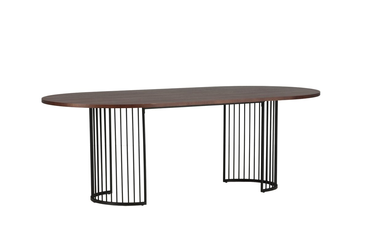Manolo dining table - oval dining table with Black tabletop and walnut