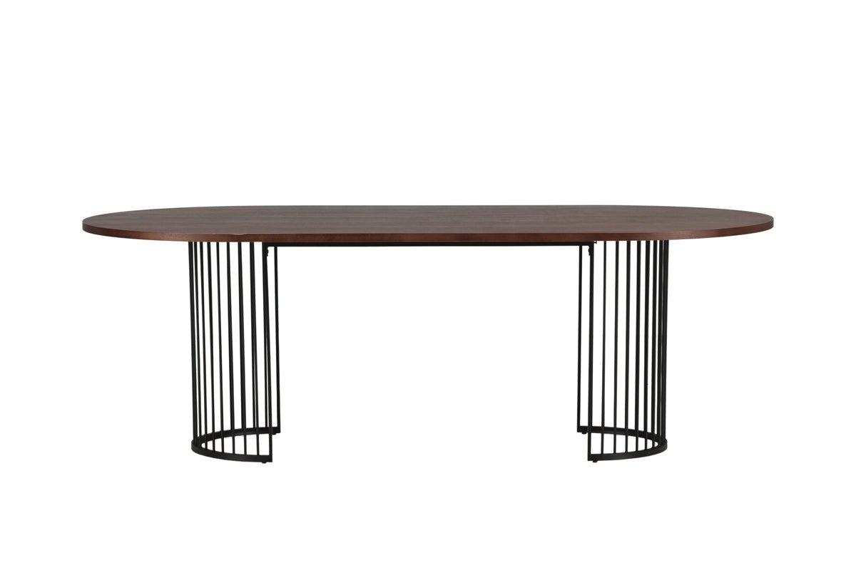 Manolo dining table - oval dining table with Black tabletop and walnut